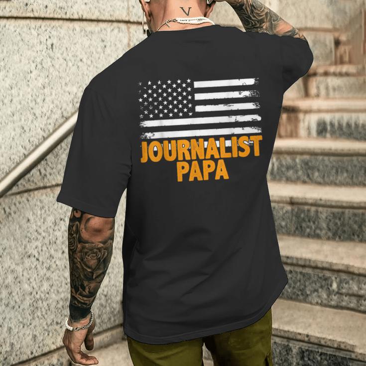 Journalist Papa Amerikanische Flaggeatertag T-Shirt mit Rückendruck Geschenke für Ihn