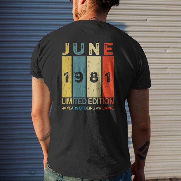 June 1981 Limited Edition 40 Years Of Being Awesome Mens Back Print T-shirt Gifts for Him