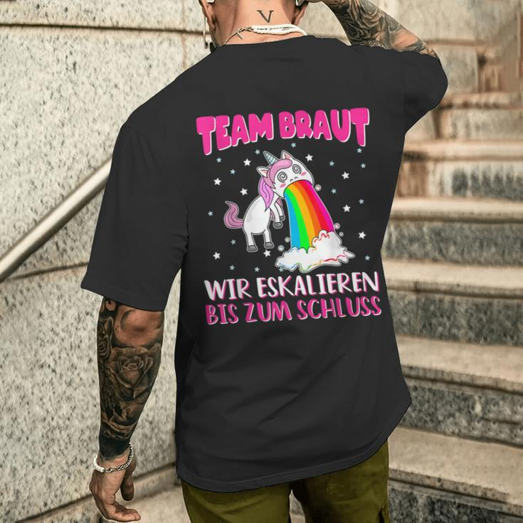 Junggesellen Team Braut Wir Escalieren Bis Zum Schluss Black T-Shirt mit Rückendruck Geschenke für Ihn