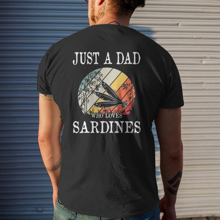 Just A Dad Who Loves Sardines Mens Back Print T-shirt Gifts for Him