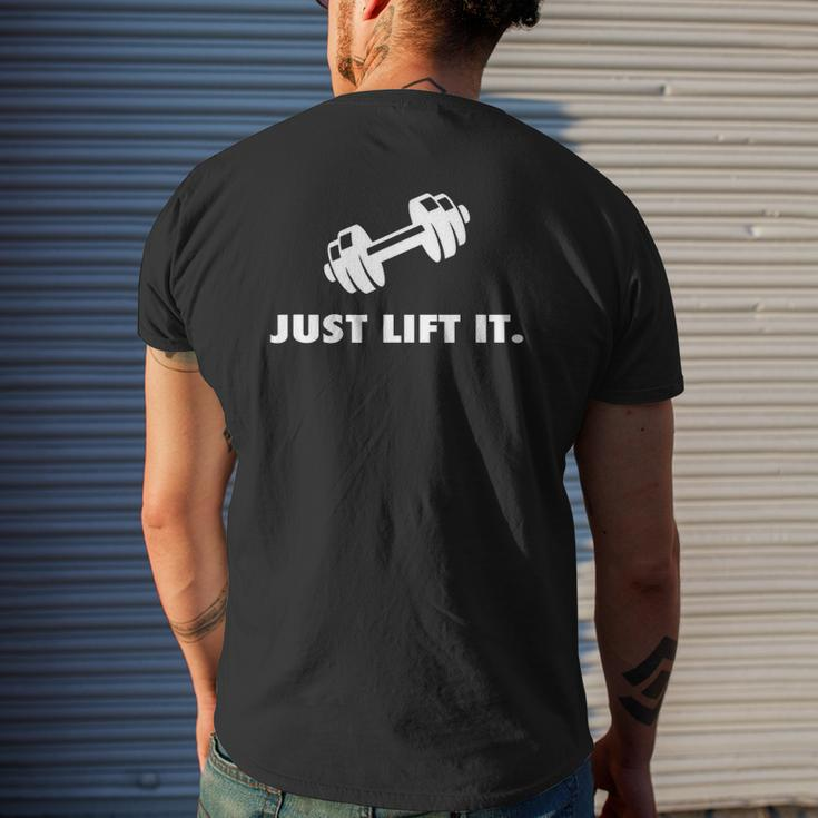 Just Lift It Motivational Bodybuilding Workout Men Men Mens Back Print T-shirt Gifts for Him