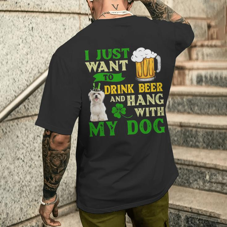 I Just Want To Drink Beer And Hang With My Maltese Men's T-shirt Back Print Gifts for Him