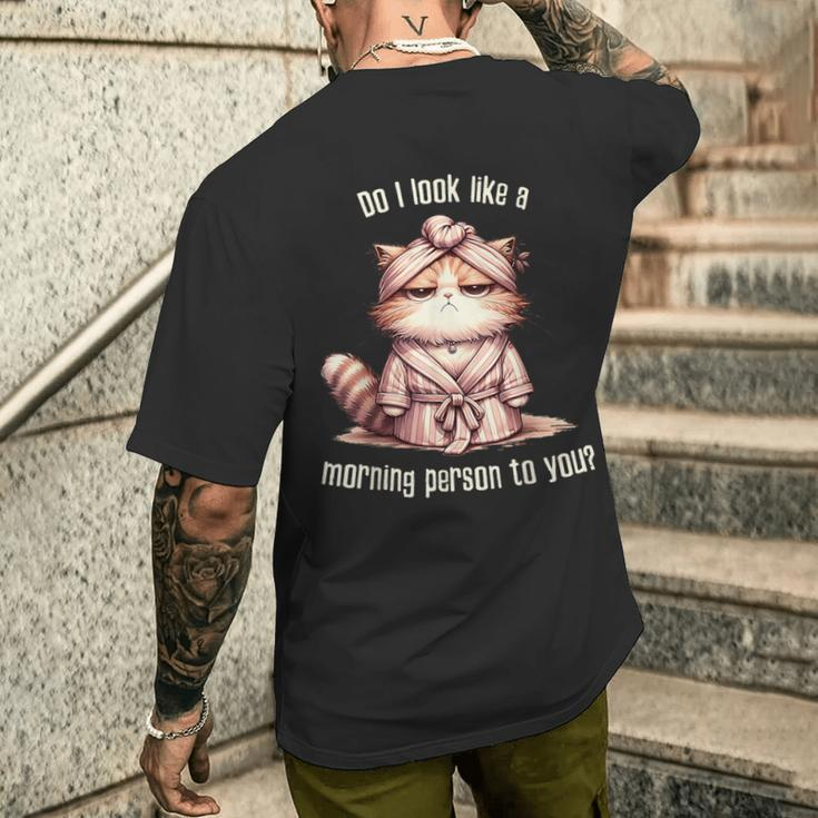 Katze Kein Morgenmensch T-Shirt mit Rückendruck Geschenke für Ihn