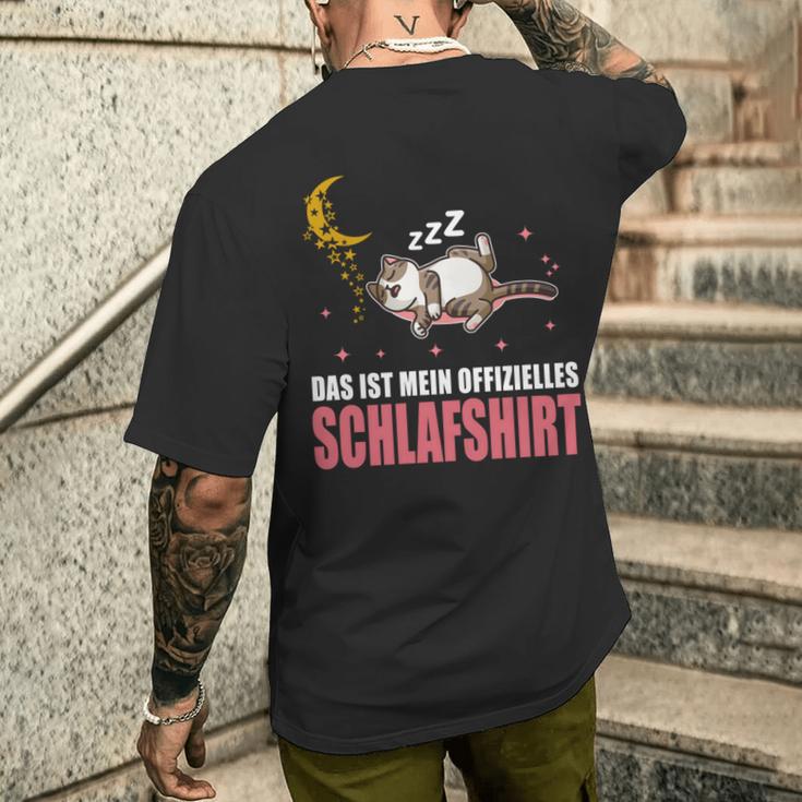 Katze Schlafanzug Das Ist Mein Offizielles Schlaf T-Shirt mit Rückendruck Geschenke für Ihn