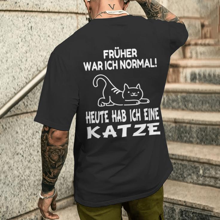 Katzen Sprüche Katze Papa Katzen T-Shirt mit Rückendruck Geschenke für Ihn