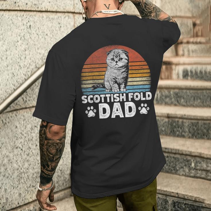 Katzenbesitzer Katzen Papa Retro Scottish Fold Dad T-Shirt mit Rückendruck Geschenke für Ihn