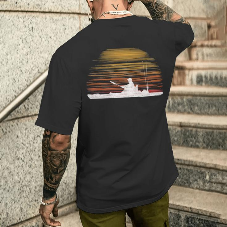 Kayak Bass Fishing Kayaking Angler Fisherman Sunset Men's T-shirt Back Print Gifts for Him