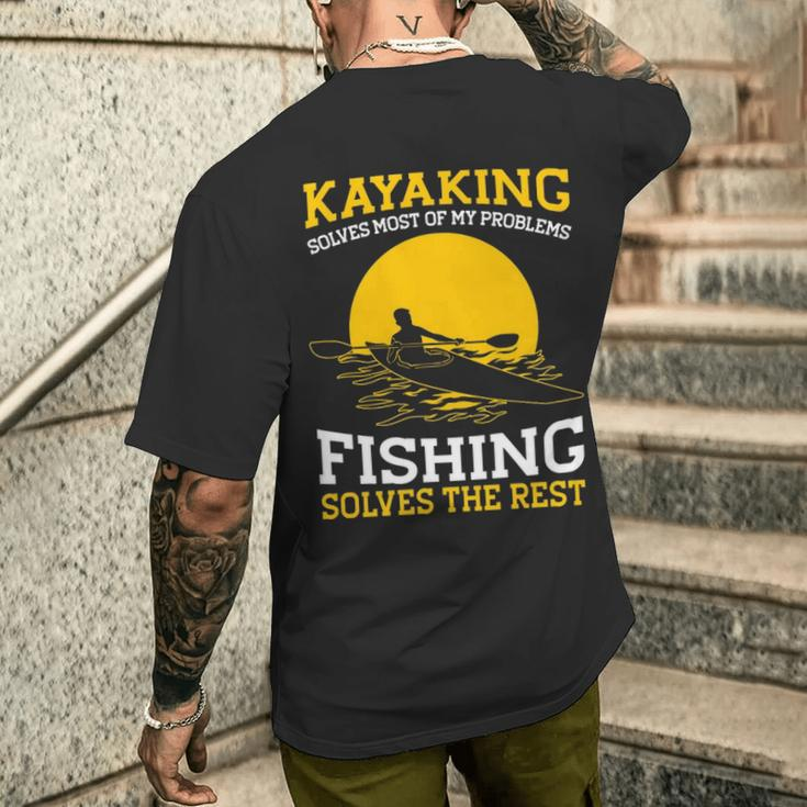 Kayaking Canoeing Kayak Angler Fishing Men's T-shirt Back Print Gifts for Him
