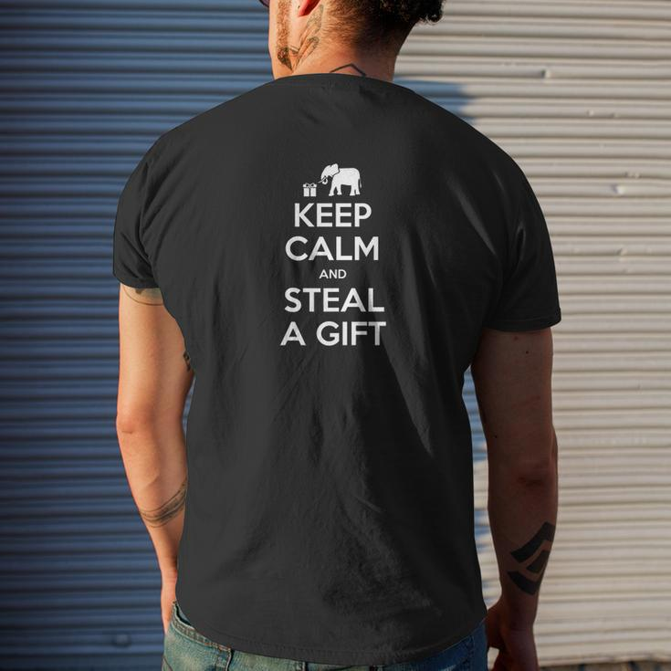Keep Calm And Steal A White Elephant Christmas Mens Back Print T-shirt Gifts for Him