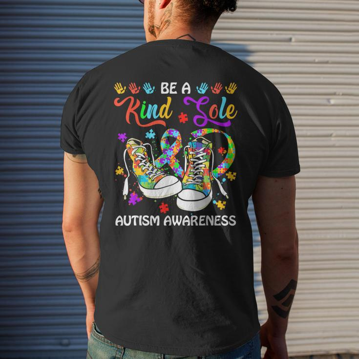 Be A Kind Sole Autism Awareness Puzzle Shoes Be Kind Men's T-shirt Back Print Gifts for Him
