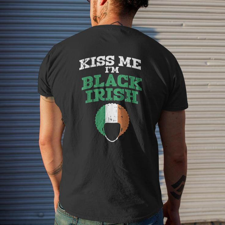 - Kiss Me Im Black Irish St Patricks Day Afro African Mens Back Print T-shirt Gifts for Him