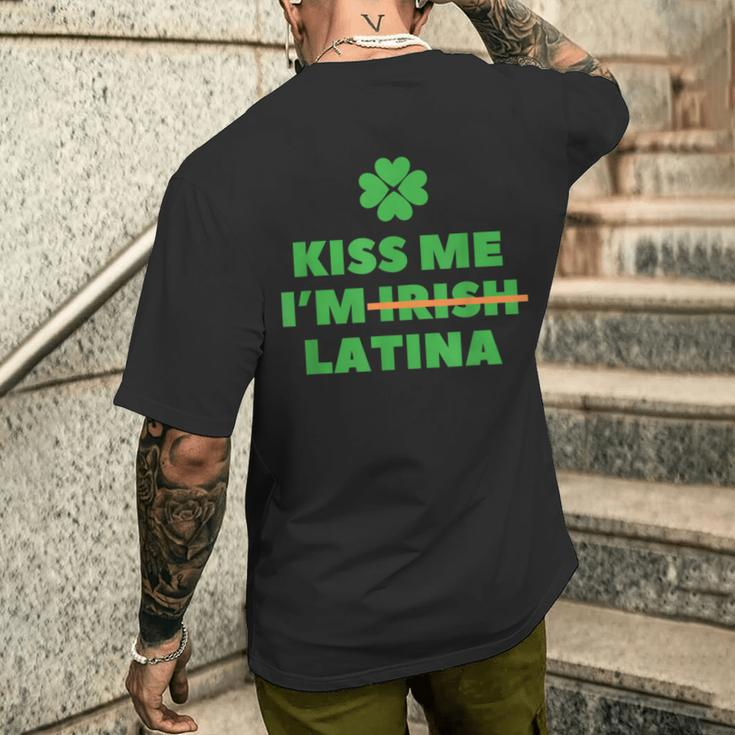 Kiss Me I'm Irish Latina Quote Cool St Patrick's Day Men's T-shirt Back Print Gifts for Him