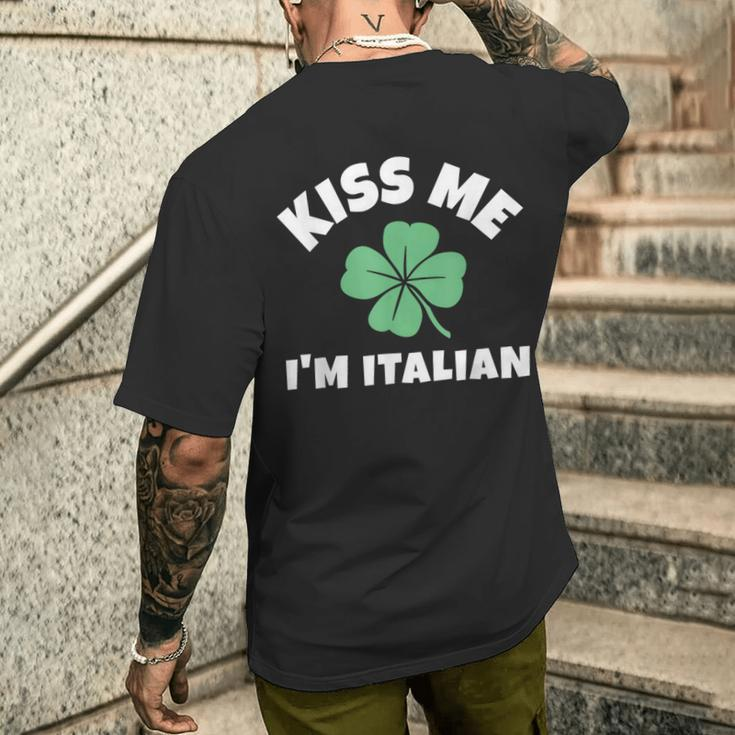 Kiss Me I'm Italian St Patrick's Day Irish Italy Men's T-shirt Back Print Gifts for Him