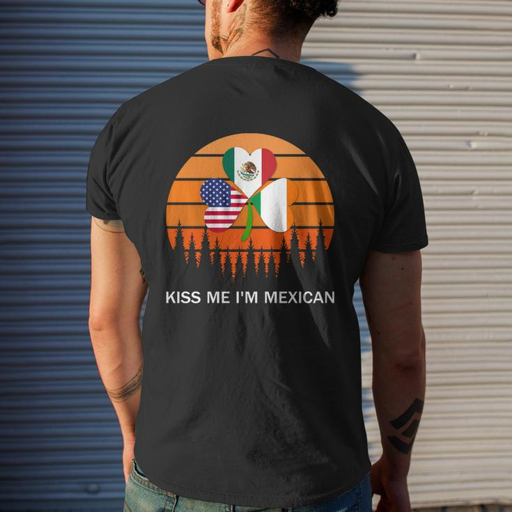 Kiss Me Im Mexican St Patricks Day Mexico Retro Sunset Shirt Mens Back Print T-shirt Gifts for Him