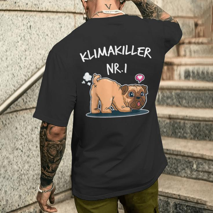 Klimakiller No 1 Cute Pug Dog Lover T-Shirt mit Rückendruck Geschenke für Ihn