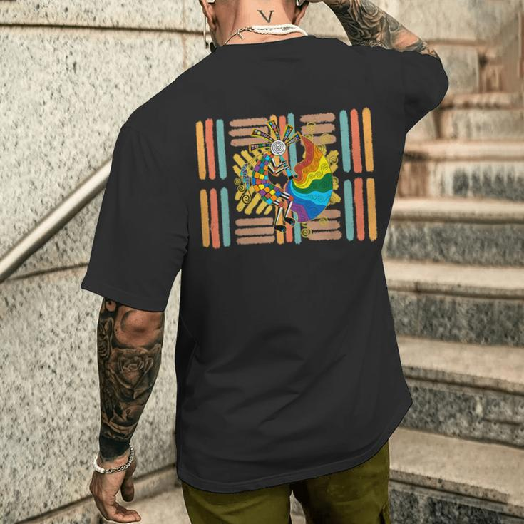 Kokopelli American Petroglyphe Zeichnen Flöte Abstammung T-Shirt mit Rückendruck Geschenke für Ihn