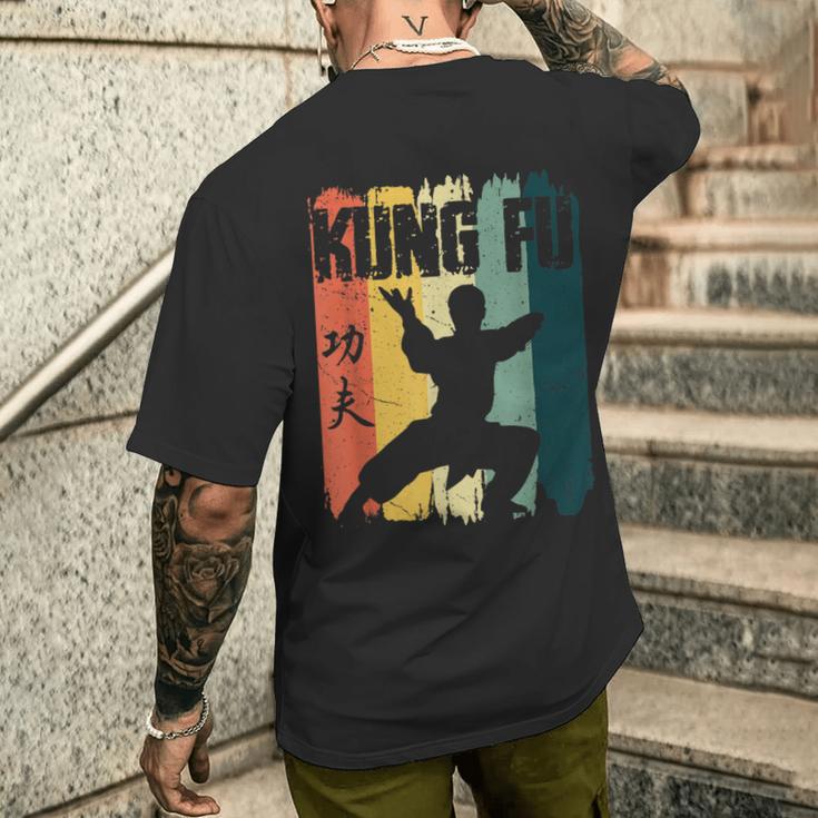 Kung Fu Retro Vintage Sunset Chinese Martial Arts T-Shirt mit Rückendruck Geschenke für Ihn