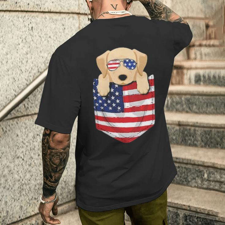 Labrador Dog Peeking Pocke Patriotic Father Men Men's T-shirt Back Print Gifts for Him
