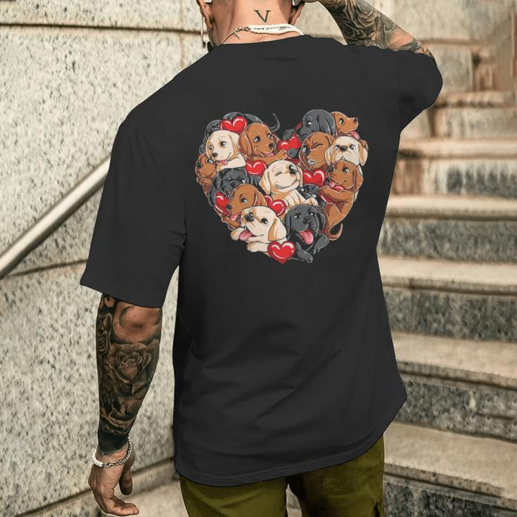 Labrador Valentines Day Dog Lover Heart Men Women Love Men's T-shirt Back Print Gifts for Him