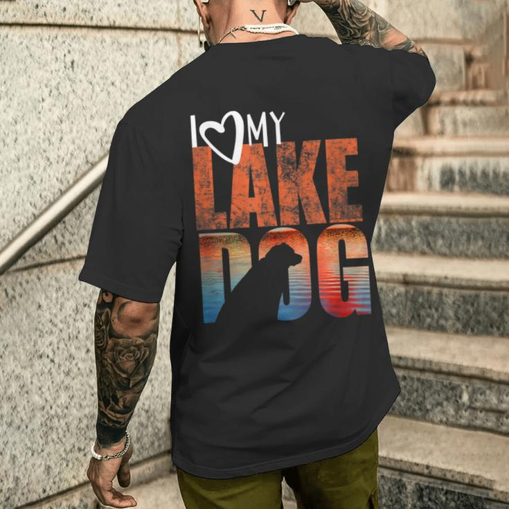 Lake BumI Love My Lake Dog Black Lab Chocolate Lab Men's T-shirt Back Print Funny Gifts