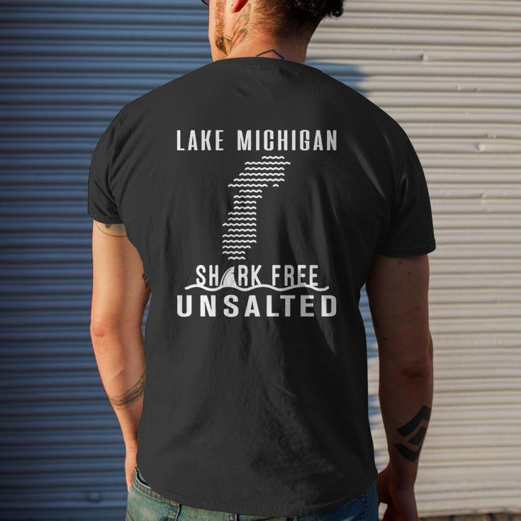 Lake Michigan Unsalted And Shark Free Great Lakes Mens Back Print T-shirt Gifts for Him