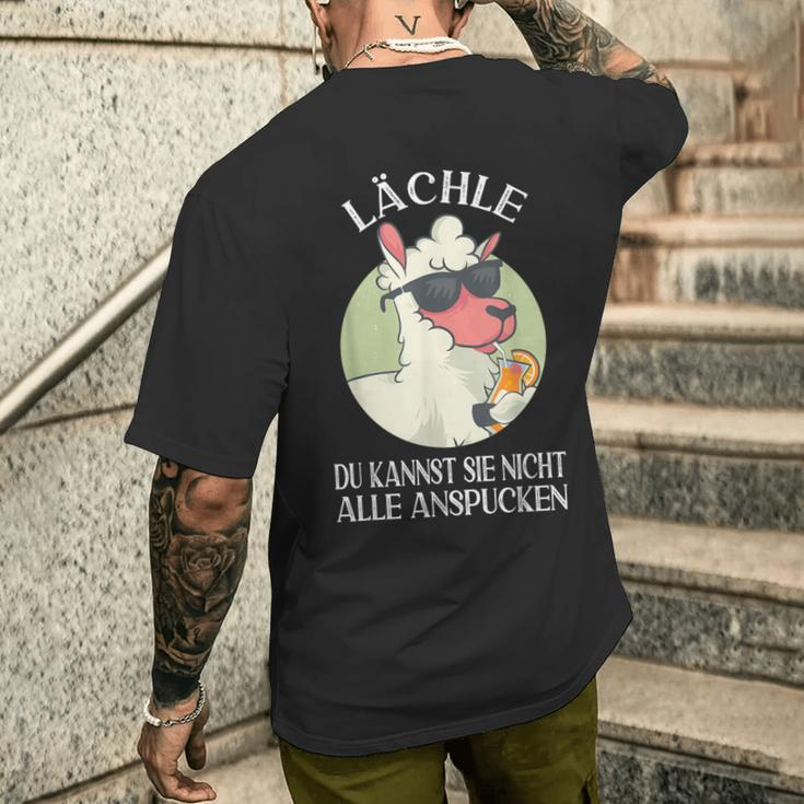 Lama Alpaca Lächle Du Kannst Sie Nicht Alle Anspcken S T-Shirt mit Rückendruck Geschenke für Ihn