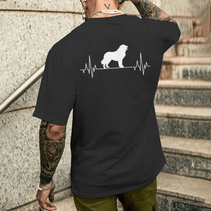 Landseer Heartbeat Ecg Dog T-Shirt mit Rückendruck Geschenke für Ihn