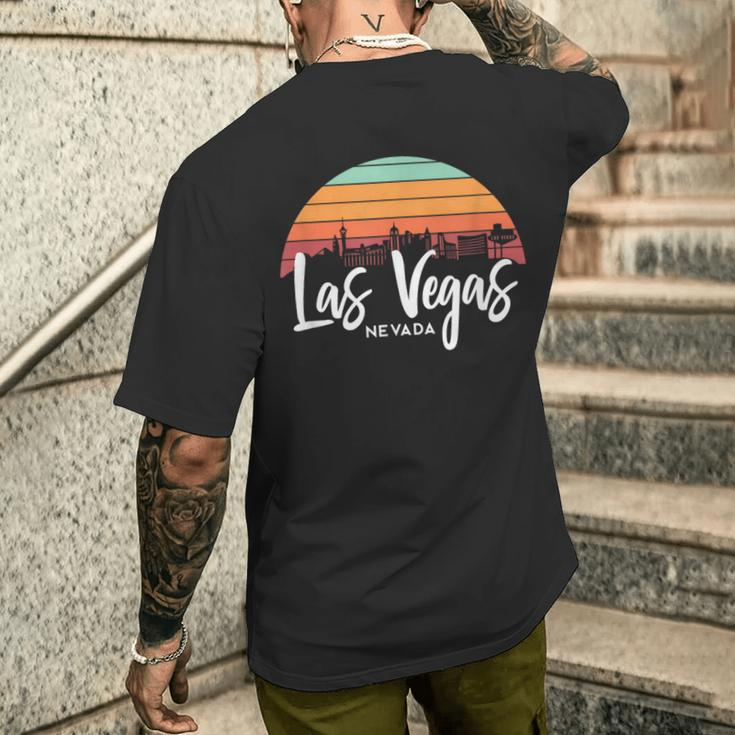 Las Vegas Nevada Sunset Vintage Retro Skyline T-Shirt mit Rückendruck Geschenke für Ihn