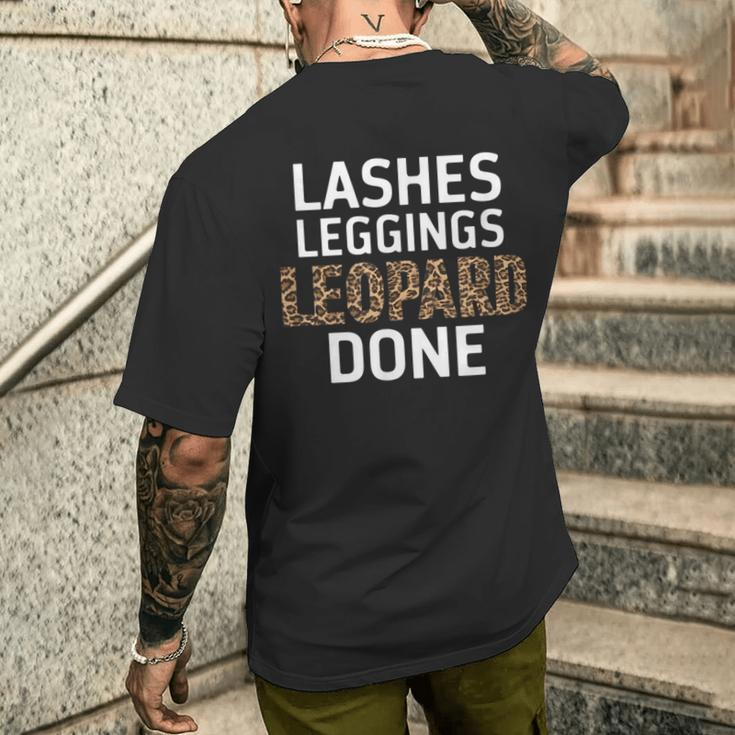 Lashes Leggings Leopard Done Lustiges Herbst Herbst Damen T-Shirt mit Rückendruck Geschenke für Ihn