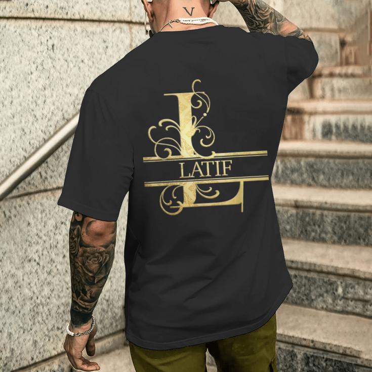 Latif Kurzärmliges Herren-T-Kurzärmliges Herren-T-Shirt mit Goldenem Ornament-Design, Personalisiert Geschenke für Ihn