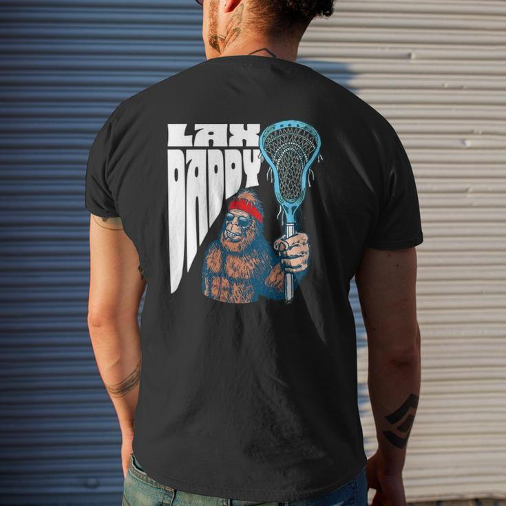 Lax Daddy Sasquatch Lacrosse Fan Dad Bigfoot Beard Mens Back Print T-shirt Gifts for Him