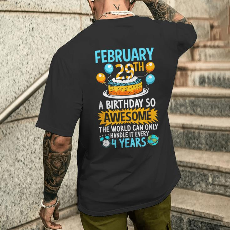 Leap Day Leapling Leaper Baby February 29 Leap Year Birthday Men's T-shirt Back Print Gifts for Him