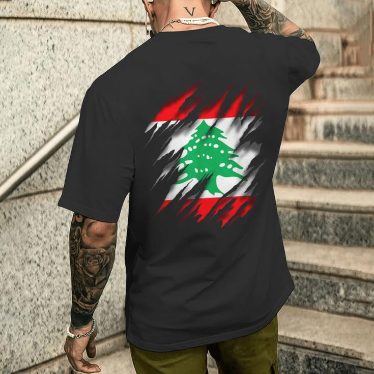Lebanese Flag S T-Shirt mit Rückendruck Geschenke für Ihn