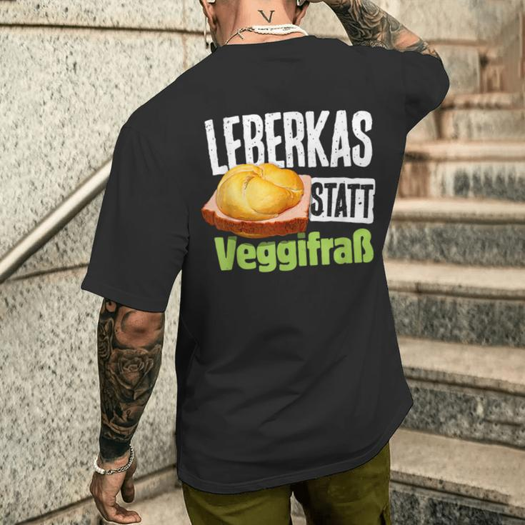 Leberkas Statt Veggifrß Anti Vegan Saying T-Shirt mit Rückendruck Geschenke für Ihn
