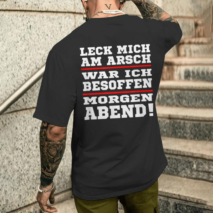 Leck Mich Am Arsch War Ich Besoffen In German T-Shirt mit Rückendruck Geschenke für Ihn