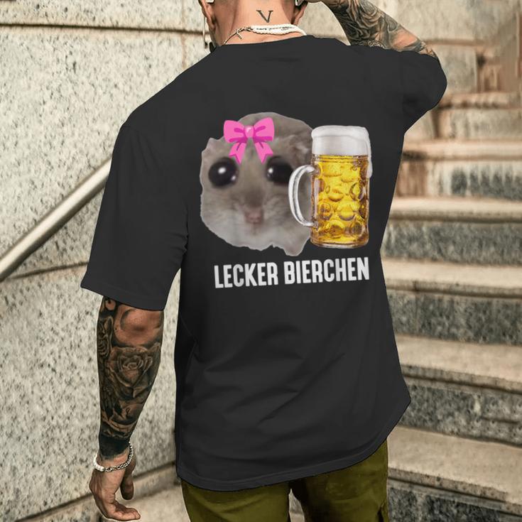 Lecker Bierchen X Sad Hamster Meme Bier Weizenbier Weißbier T-Shirt mit Rückendruck Geschenke für Ihn