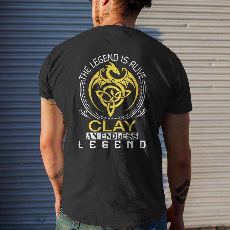 The Legend Is Alive Clay Family Name Mens Back Print T-shirt Gifts for Him