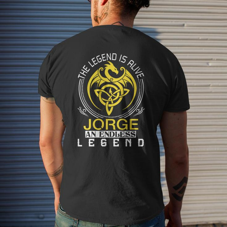 The Legend Is Alive Jorge Family Name Mens Back Print T-shirt Gifts for Him