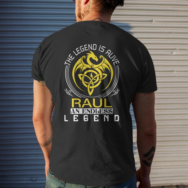 The Legend Is Alive Raul Family Name Mens Back Print T-shirt Gifts for Him