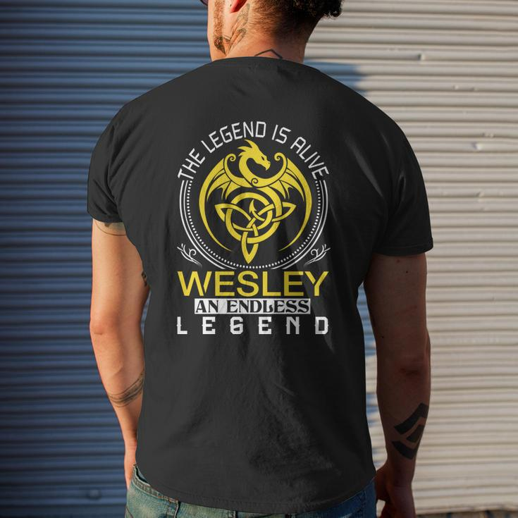 The Legend Is Alive Wesley Family Name Mens Back Print T-shirt Gifts for Him