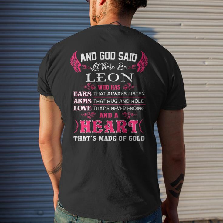 Leon Name And God Said Let There Be Leon Mens Back Print T-shirt Gifts for Him