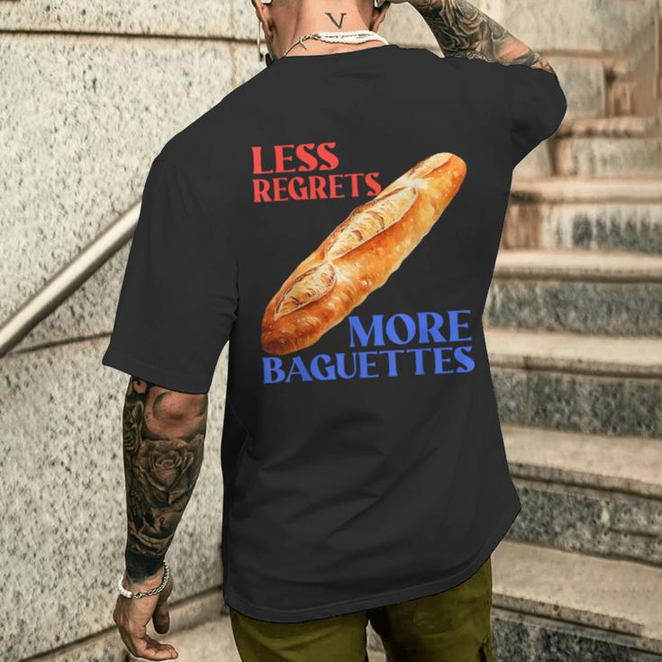 Less Regrets More Baguettes Baguette Love Men's T-shirt Back Print Gifts for Him