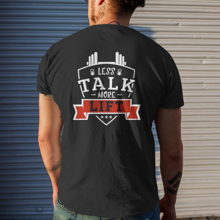 Less Talk More Lift Fitness Mens Back Print T-shirt Gifts for Him