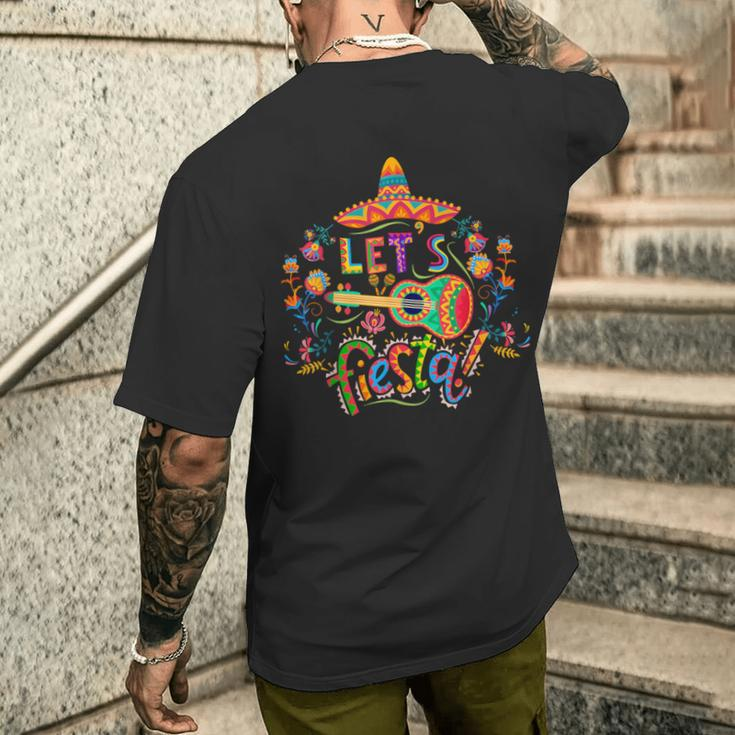 Let's Fiesta Cinco De Mayo Fiesta Squad Sombrero Hat Mexican Men's T-shirt Back Print Gifts for Him