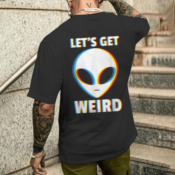 Let's Get Weird Alien Head Glitch Extraterrestrial Men's T-shirt Back Print Gifts for Him