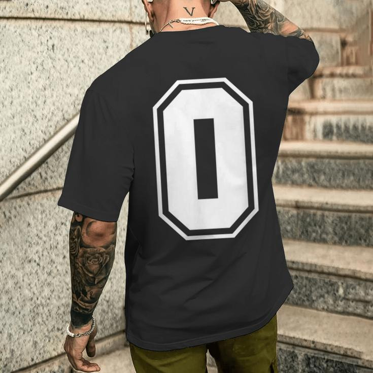 Letter O Number 0 Zero Alphabet Monogram Spelling Counting Men's T-shirt Back Print Funny Gifts