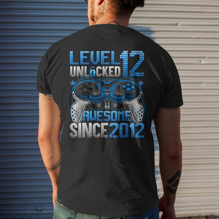 Level 12 Unlocked Awesome Since 2012 12Th Birthday Gaming Men's T-shirt Back Print Gifts for Him