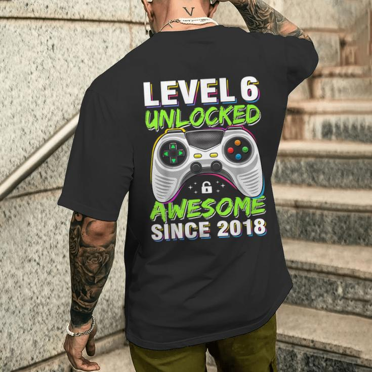 Level 6 Unlocked Awesome Since 2018 6Th Birthday Gaming Boys Men's T-shirt Back Print Gifts for Him