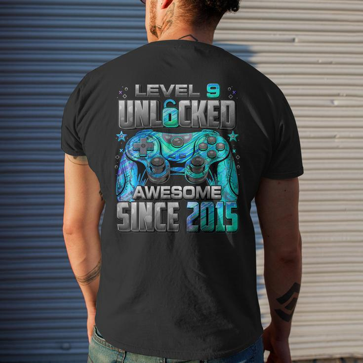 Level 9 Unlocked Awesome Since 2015 9Th Birthday Gaming Men's T-shirt Back Print Gifts for Him