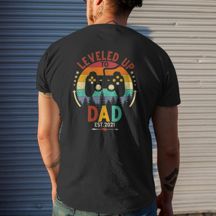 I Leveled Up To Dad Est 2021 Video Gamer Mens Back Print T-shirt Gifts for Him